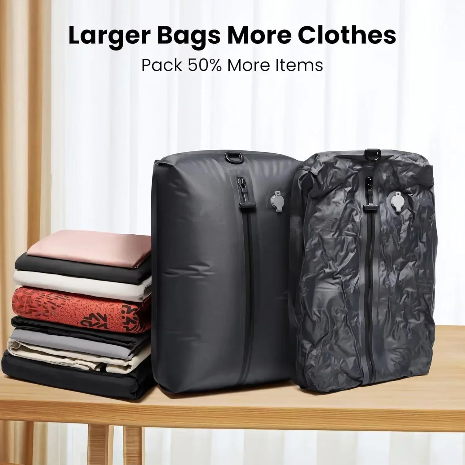 AeroSync™ Premium Matte Black Vacuum Storage Bags - Pack Smarter, Travel Lighter